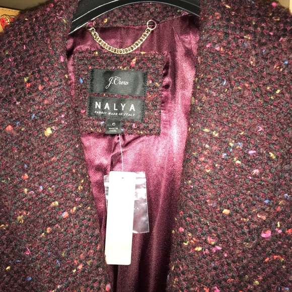 J Crew Daphne Topcoat Burgundy Tweed Multi 6